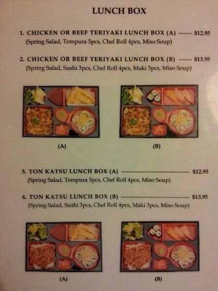 Bento Sushi Menu