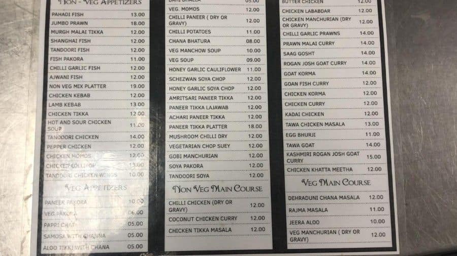 Desi Junction Menu