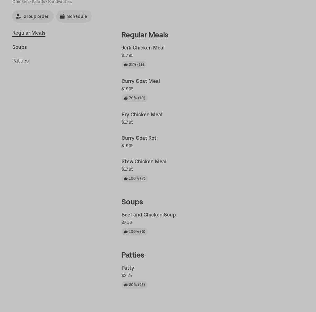 Bellyfull Authentic Caribbean Cuisine Menu