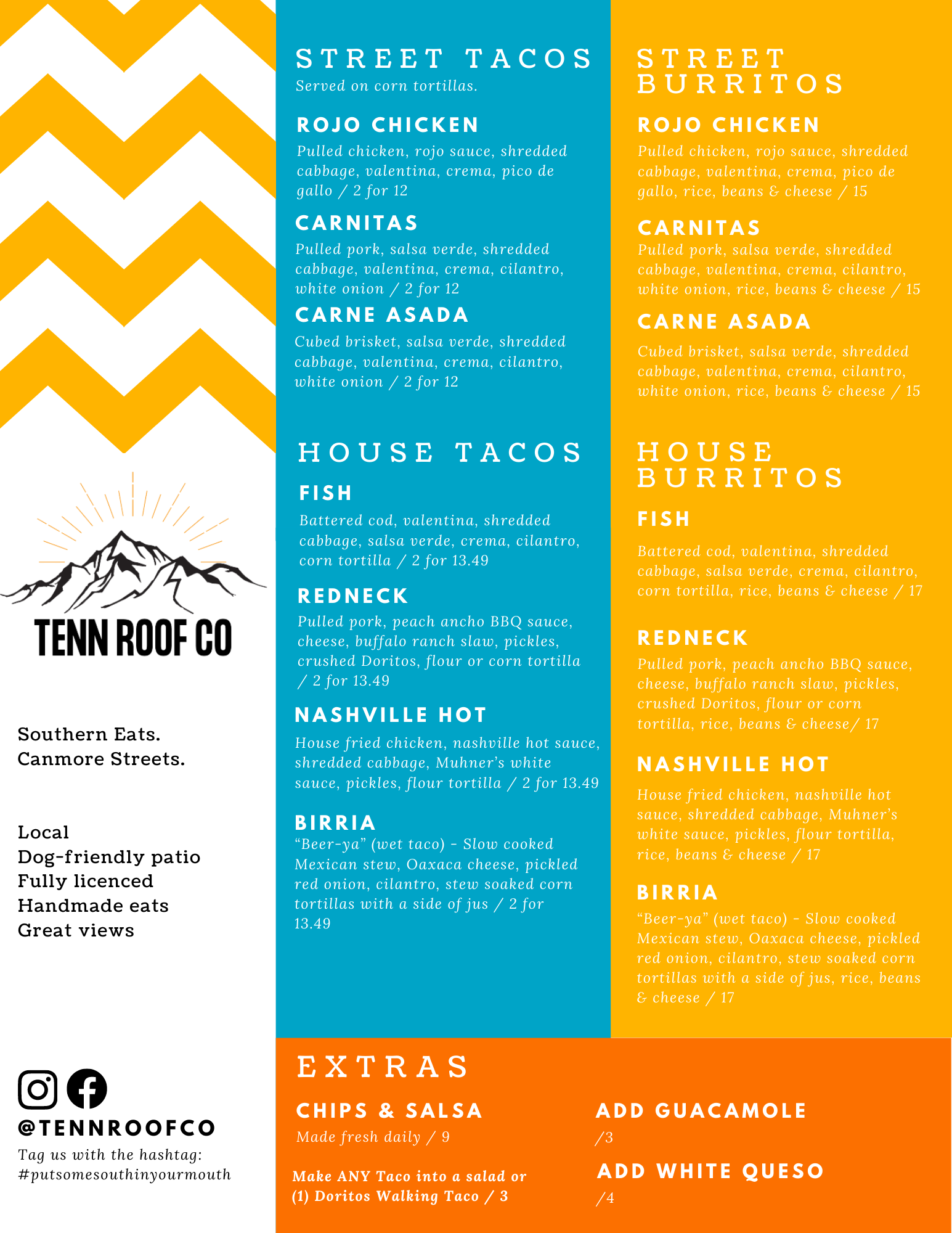 Tenn Roof Co Menu
