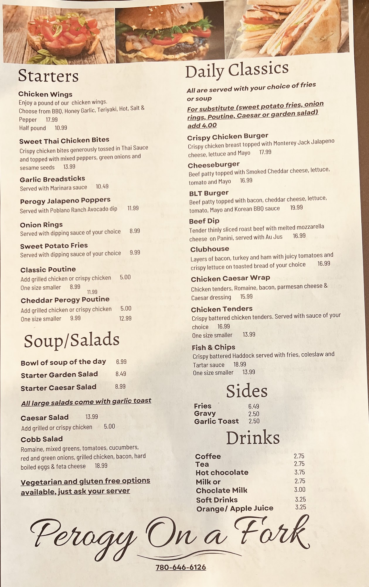 Perogy On A Fork Menu