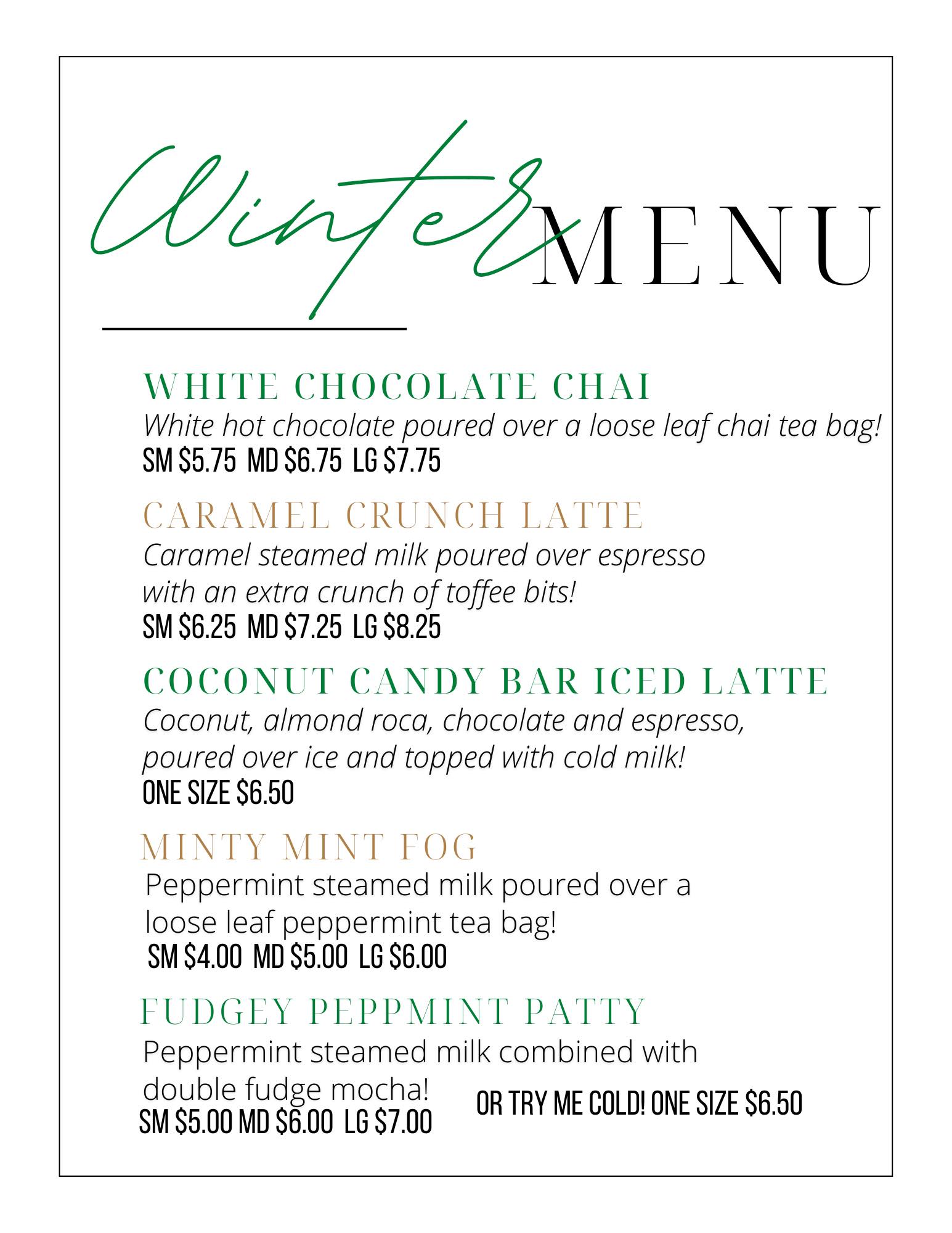 Oyen Flowers & Giftware & The Coffee Corner Menu