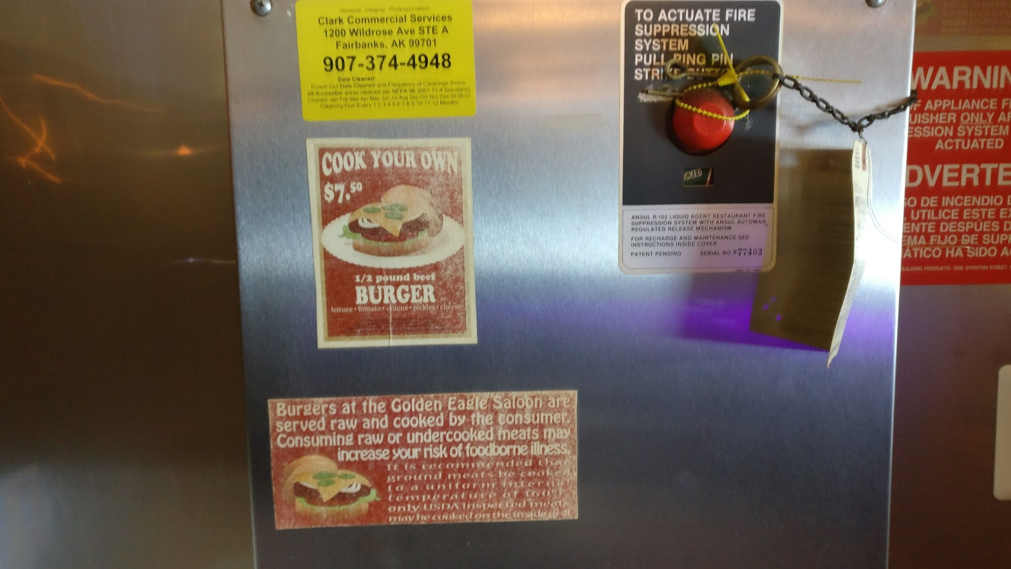 Golden Eagle Saloon Menu