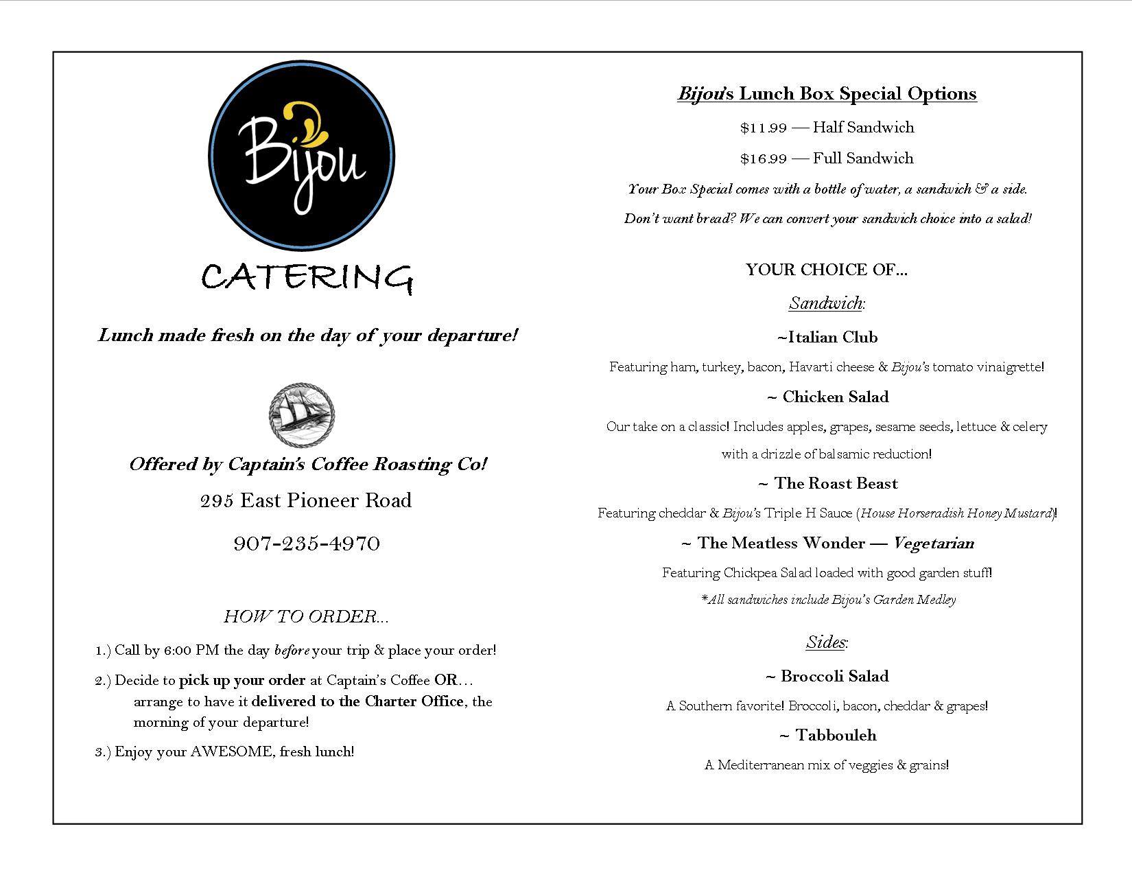 Bijou Catering Menu