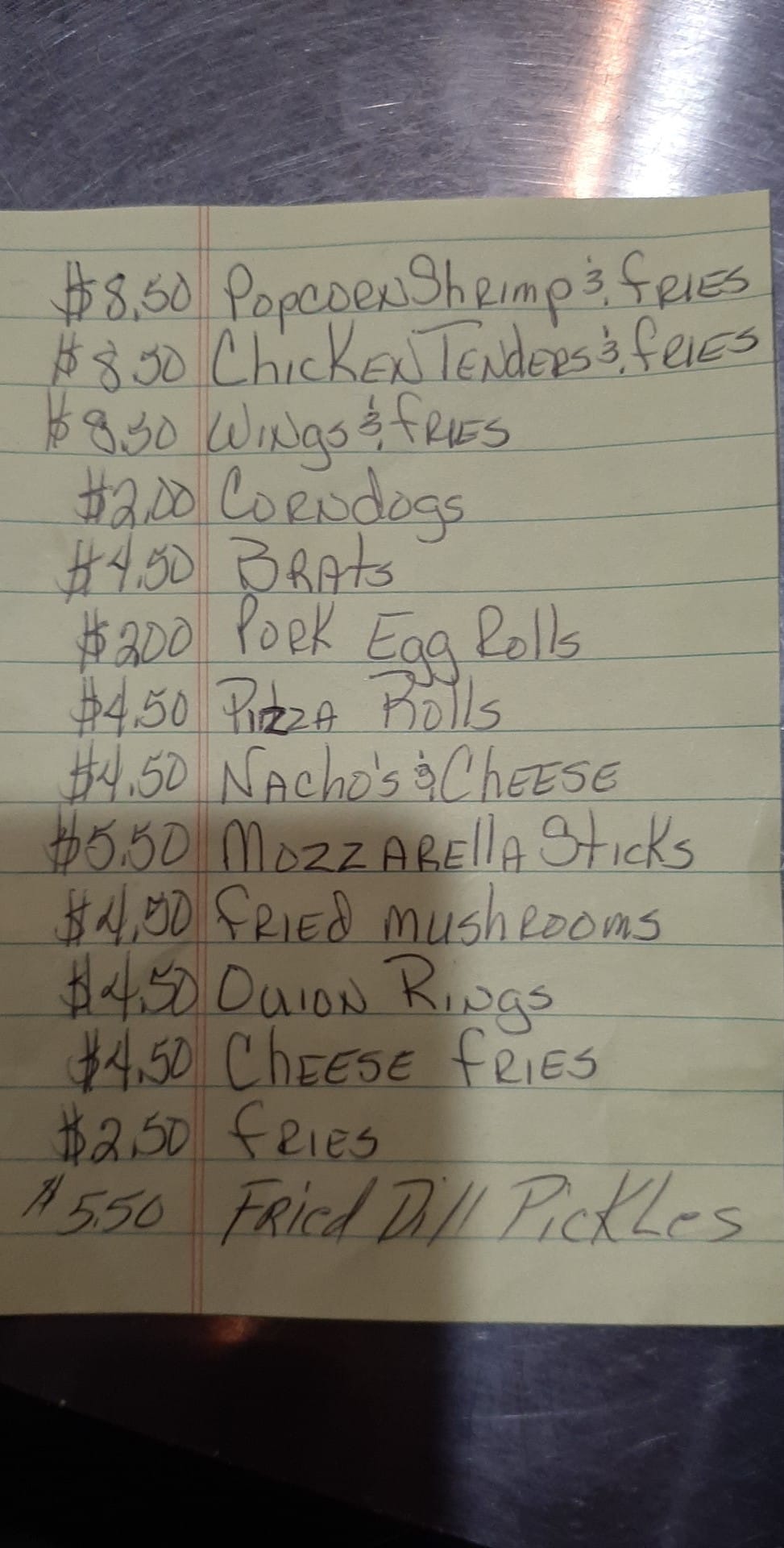 Time Out Sports Bar & Grill Menu