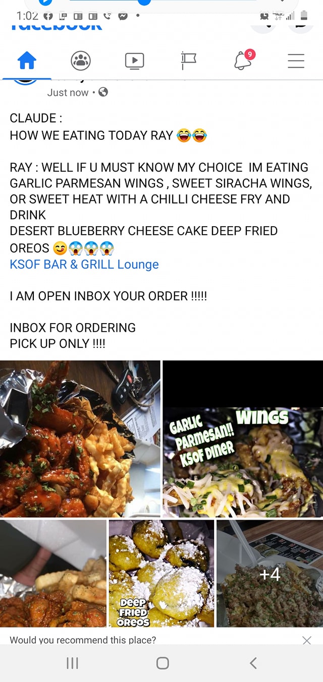 Ksof Bar & Grill Menu