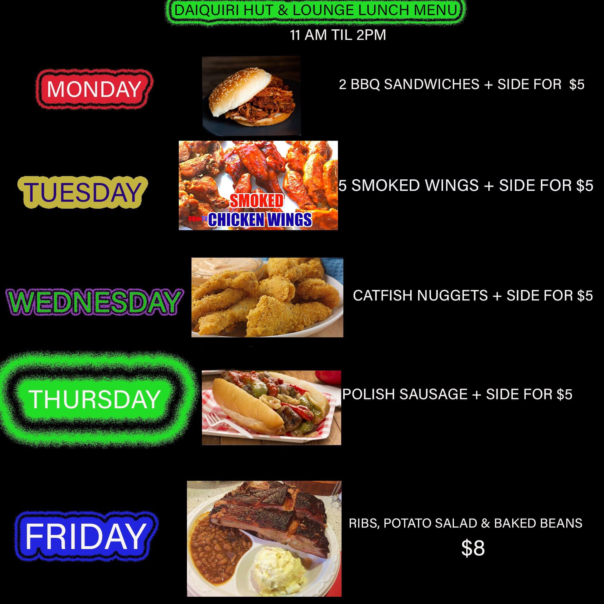 Daiquiri Hut & Lounge Menu