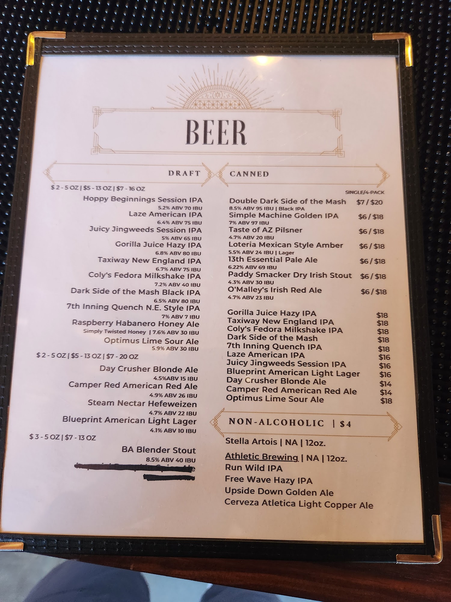 Simple Machine Brewing Craft Beer and Wine Menu