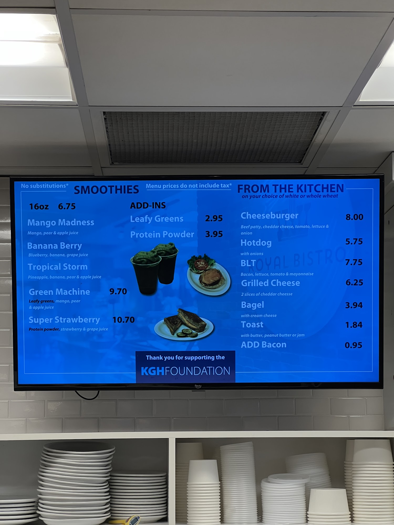 Cafeteria Menu