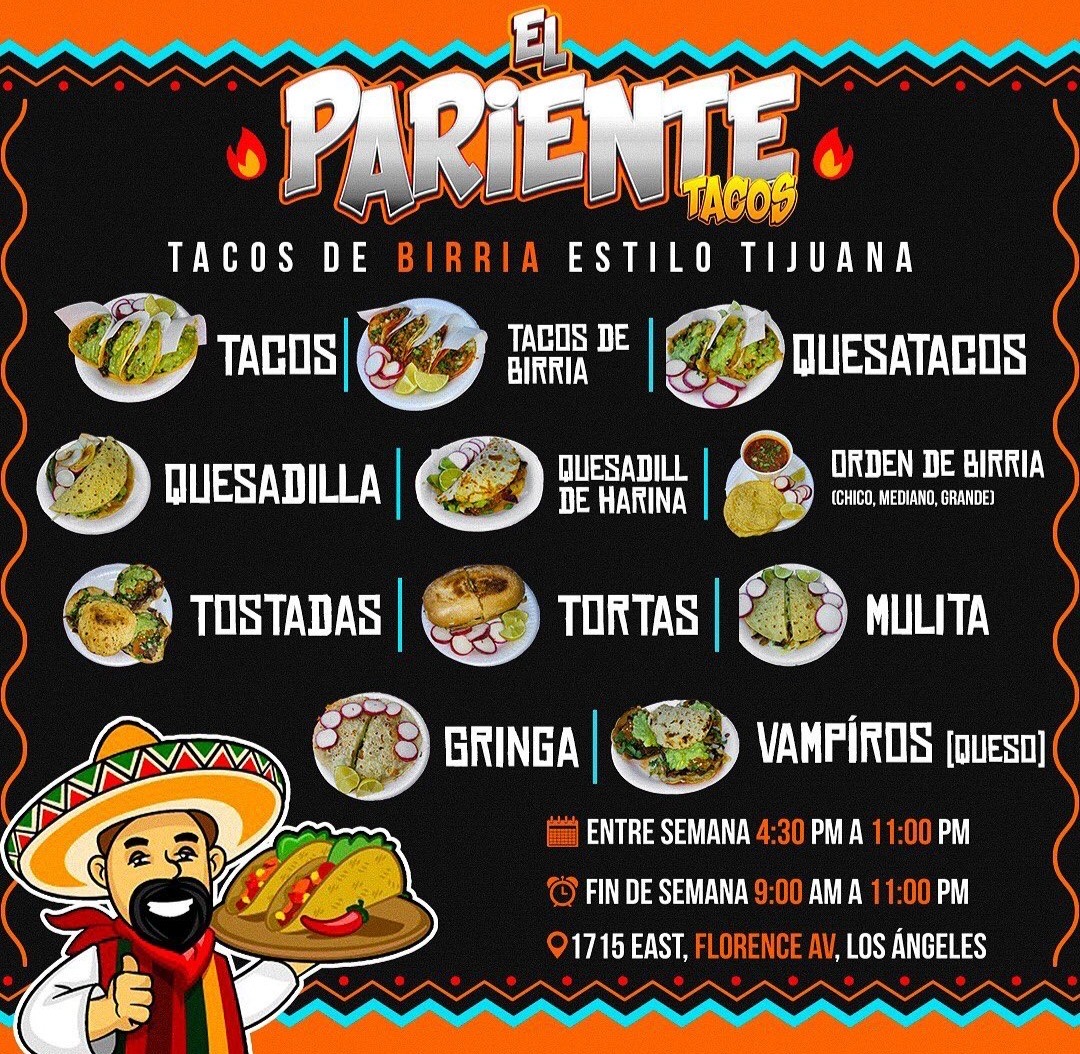 Tacos de birria el pariente Menu