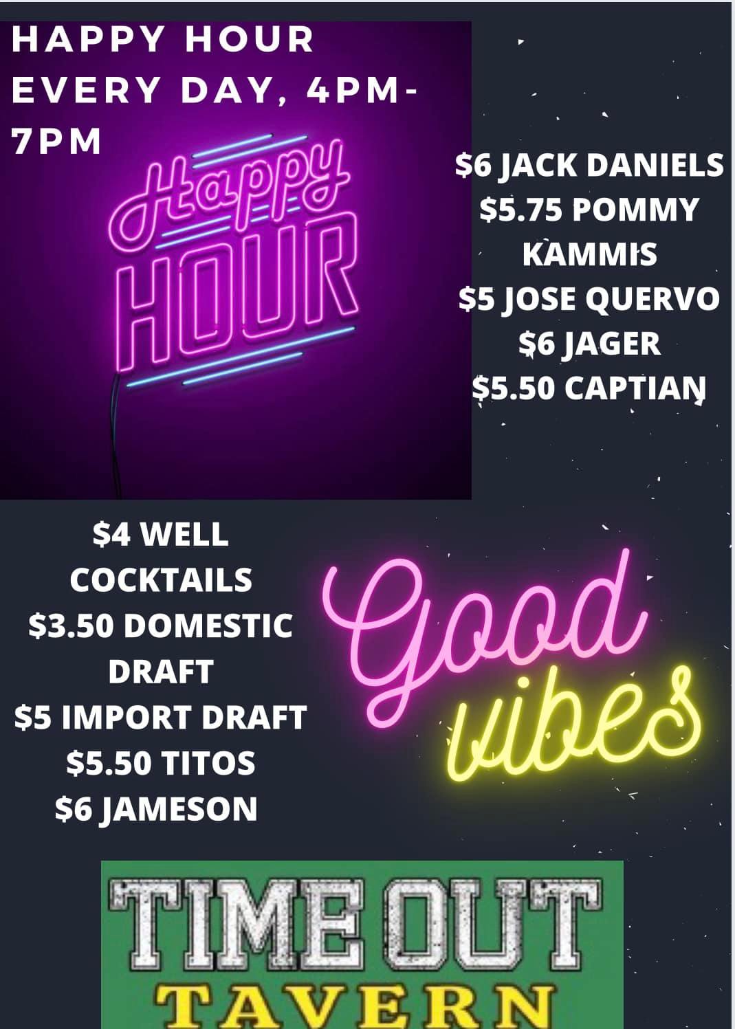 Time Out Tavern Menu