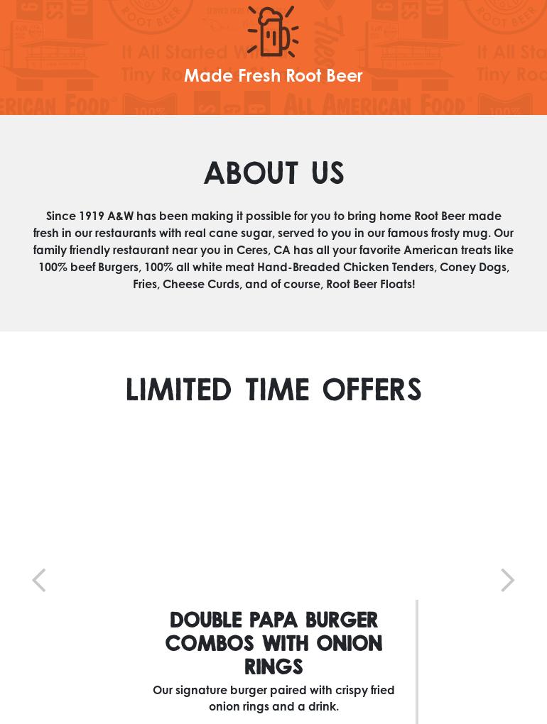 A&W Restaurant Menu