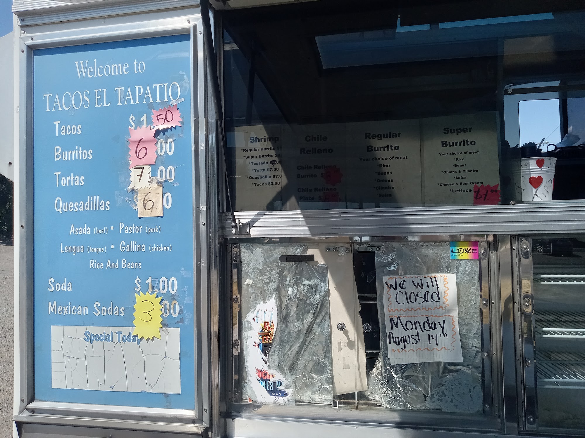 Tacos El Tapatio Menu