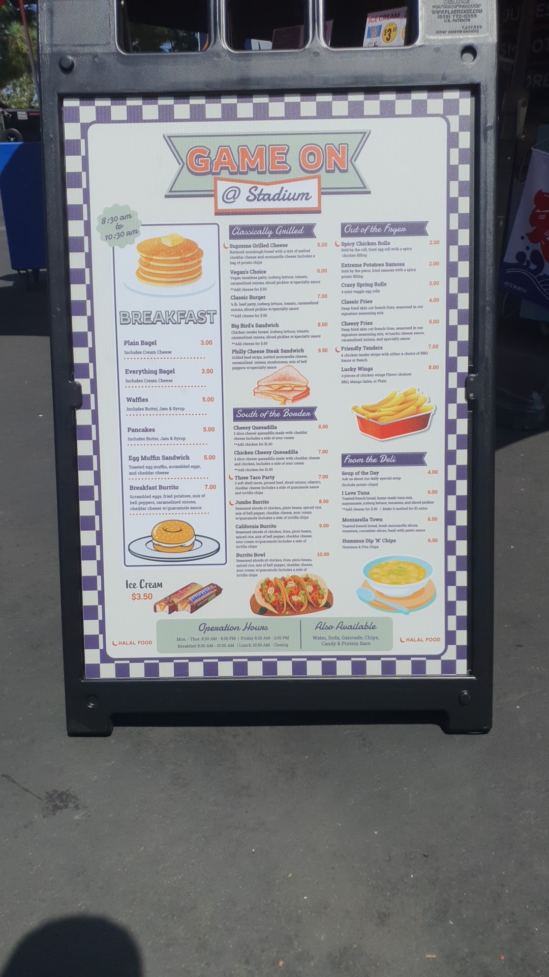 Game on Food & Drinks Menu