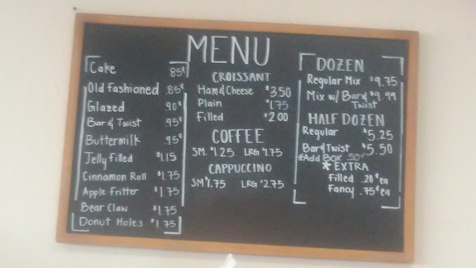 Fresh Donuts Menu