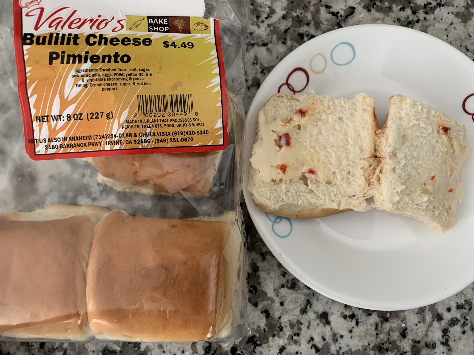 Valerio’s Tropical Bakeshop Menu