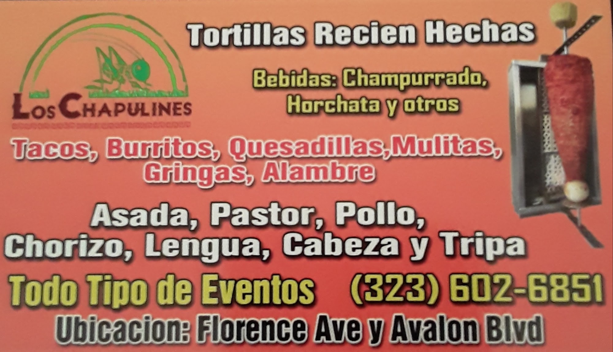 Tacos Los Chapulines Menu