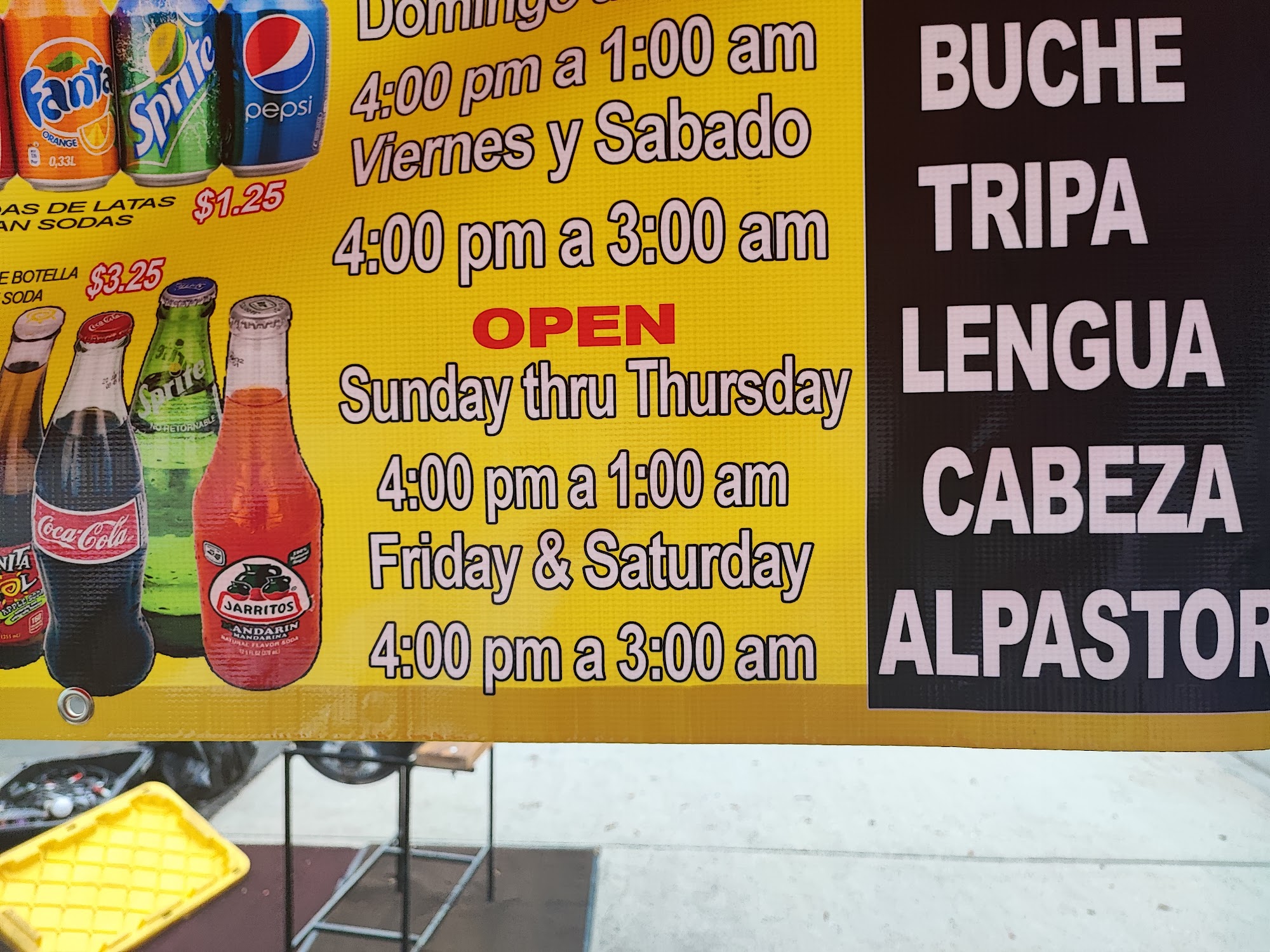 Taquería Dolores Menu