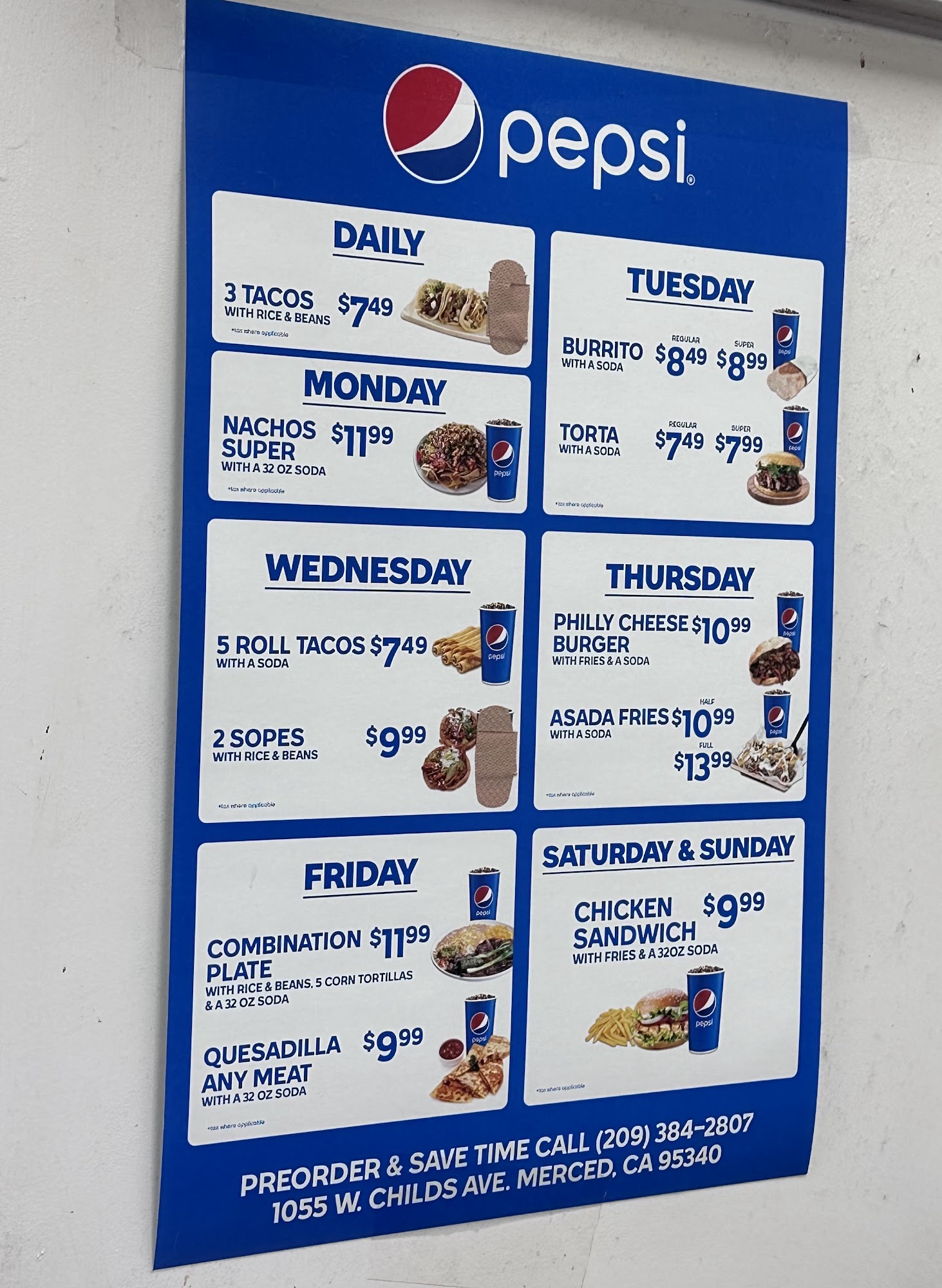 Sammy's Taqueria Menu