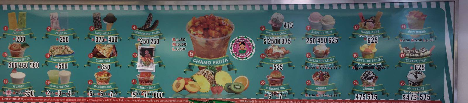 La Michoacana Gudino 2 Menu