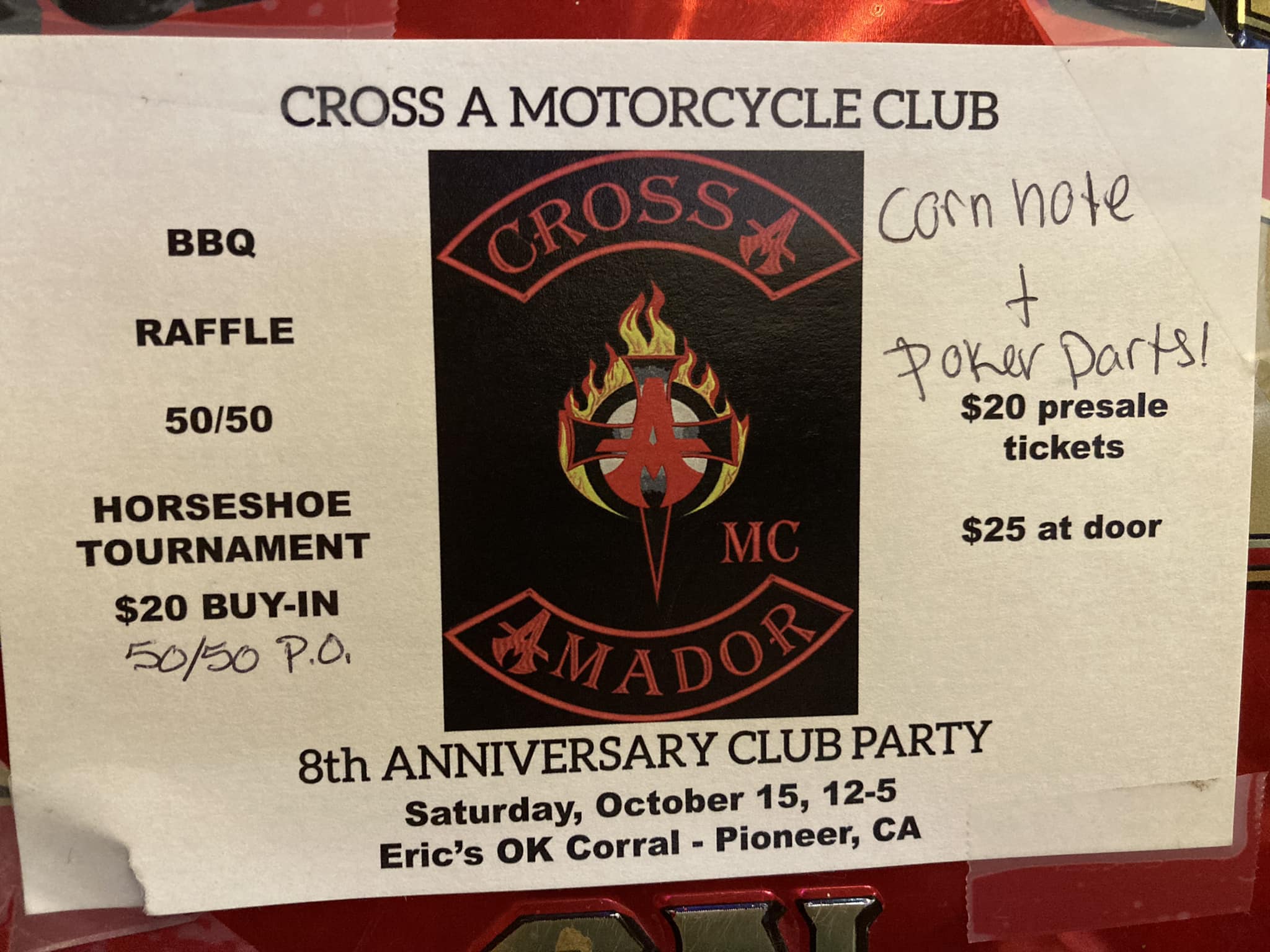 Calaveras Pines Bar Menu