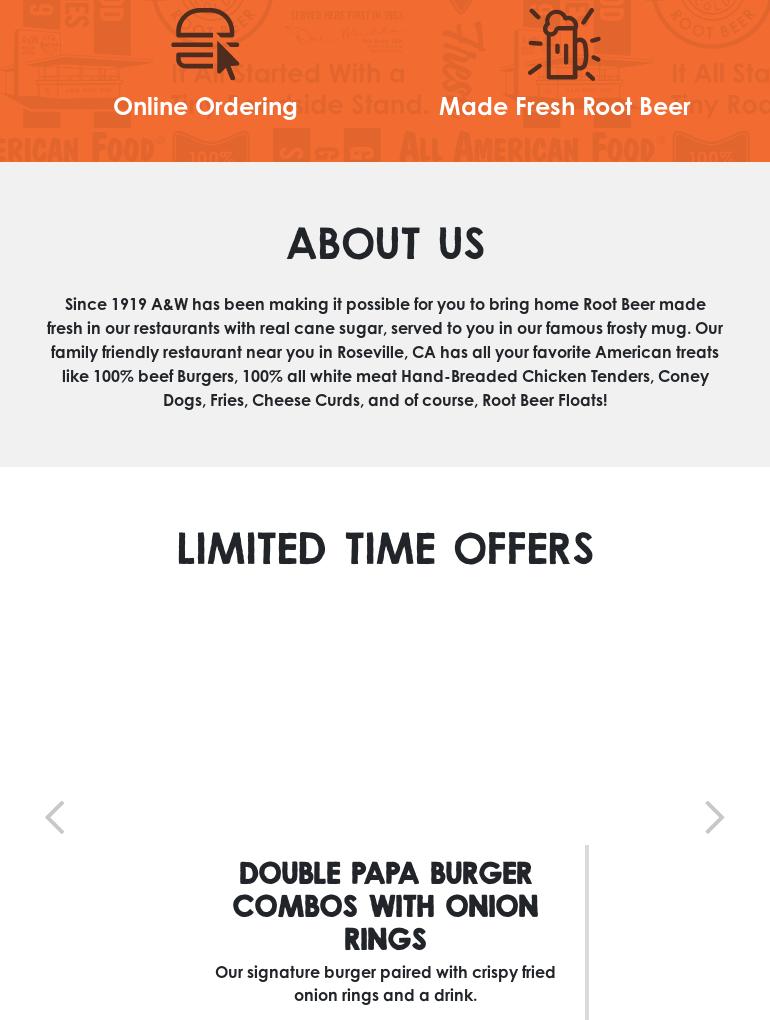 A&W Restaurant Menu