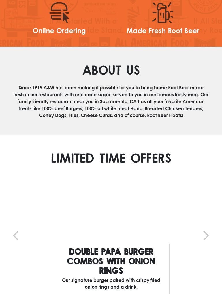 A&W Restaurant Menu