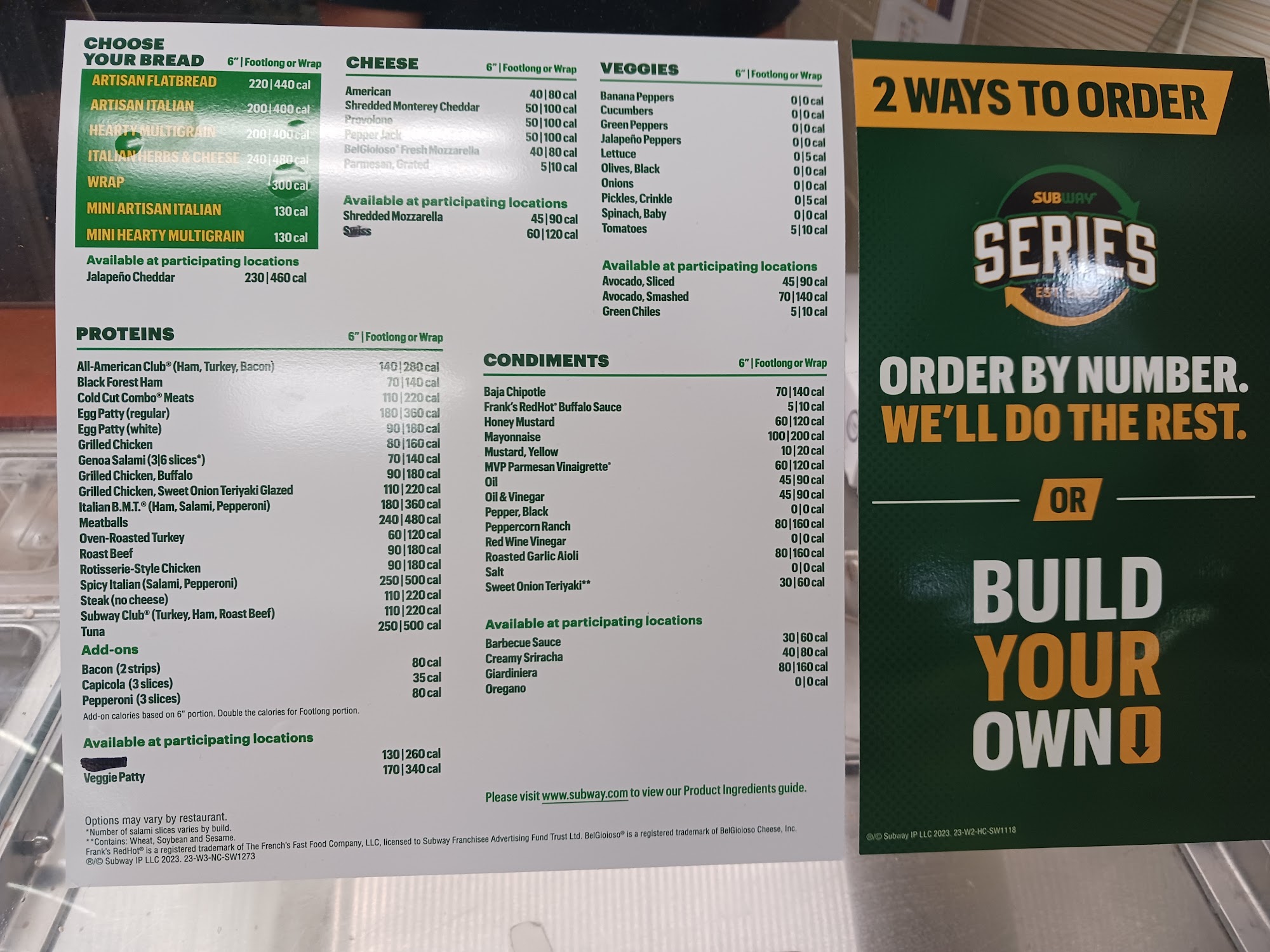 Subway Menu
