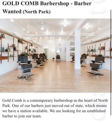Gold Comb Barbershop North Park