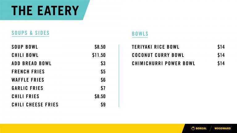 Boreal Eatery Menu