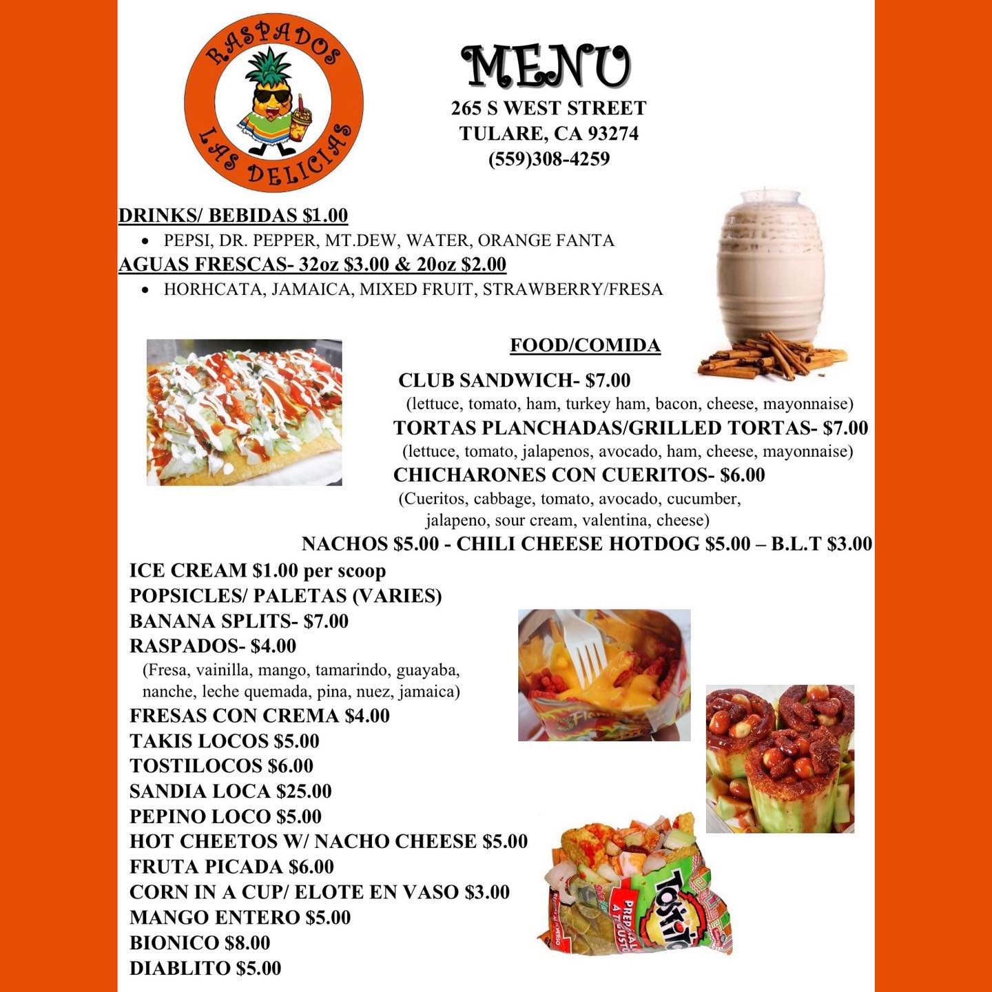 Raspados Las Delicias Menu