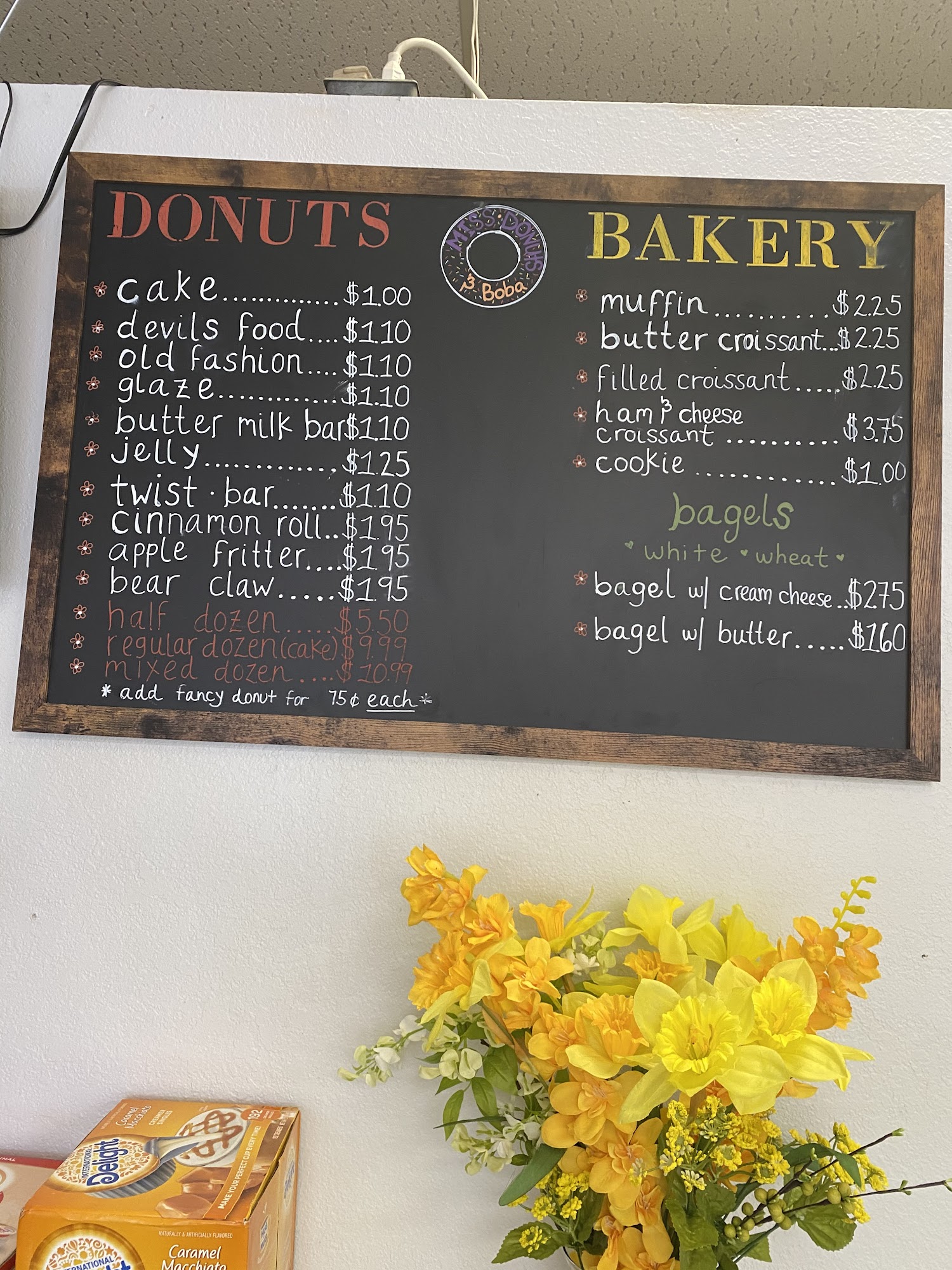 Miss donuts & Boba Menu