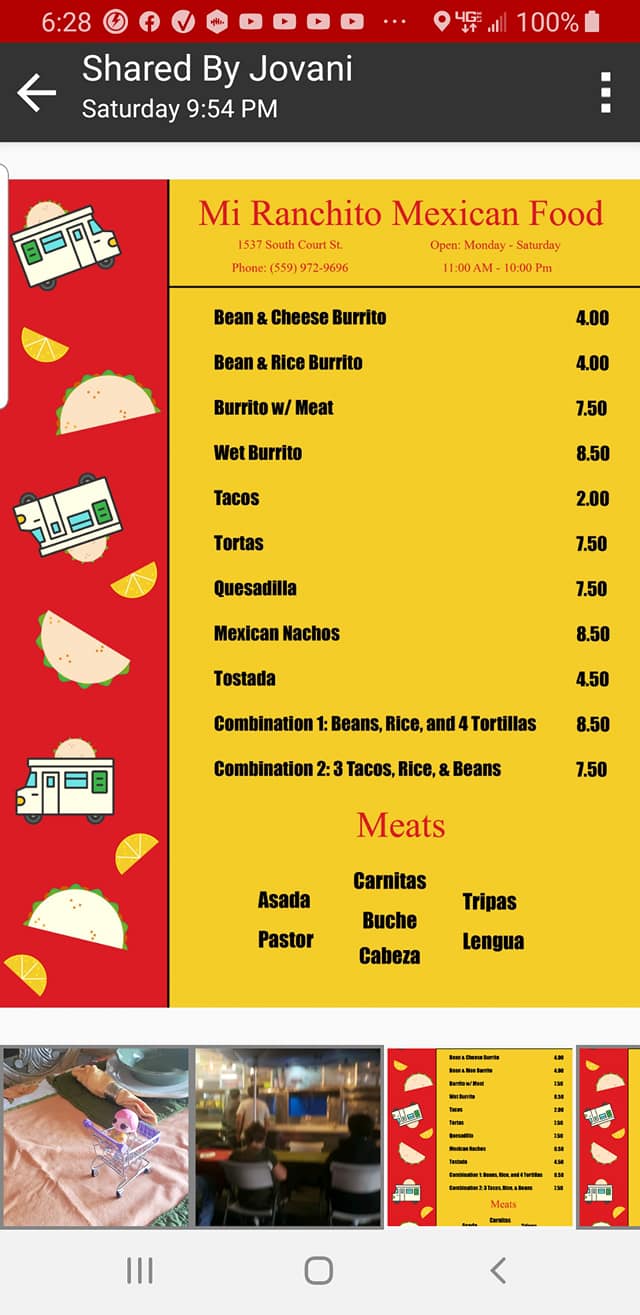 Mi Ranchito Menu