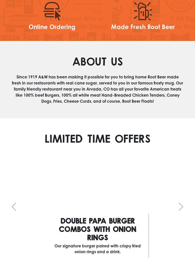 A&W Restaurant Menu