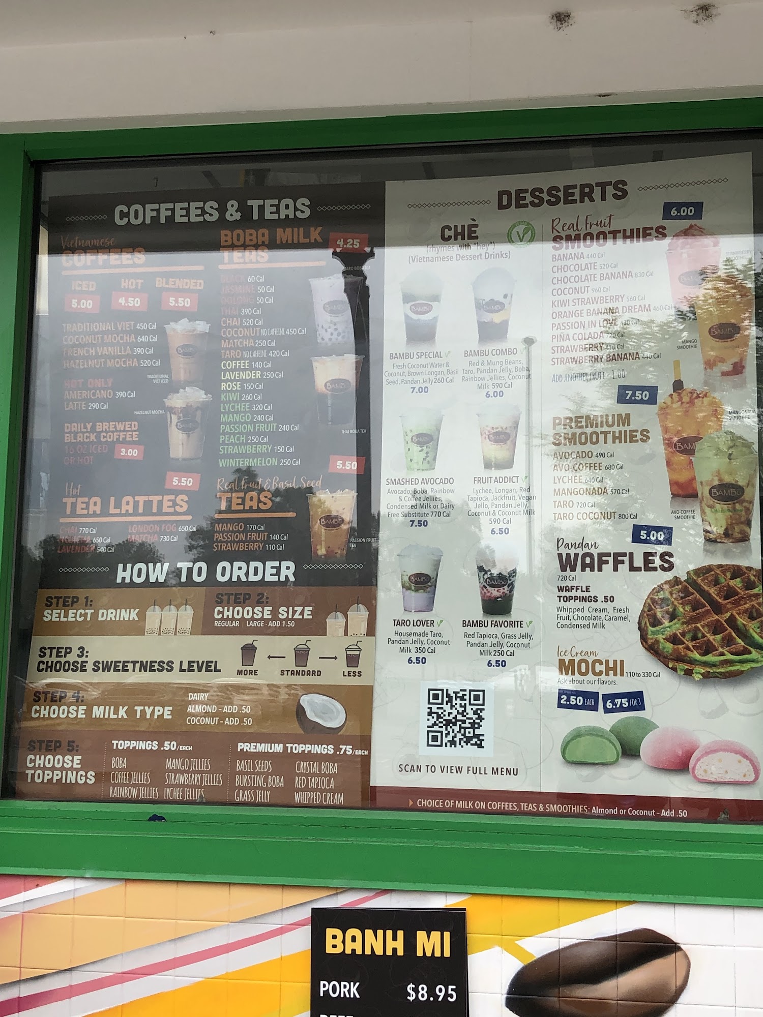 Bambu Che, Coffee, and teas Menu