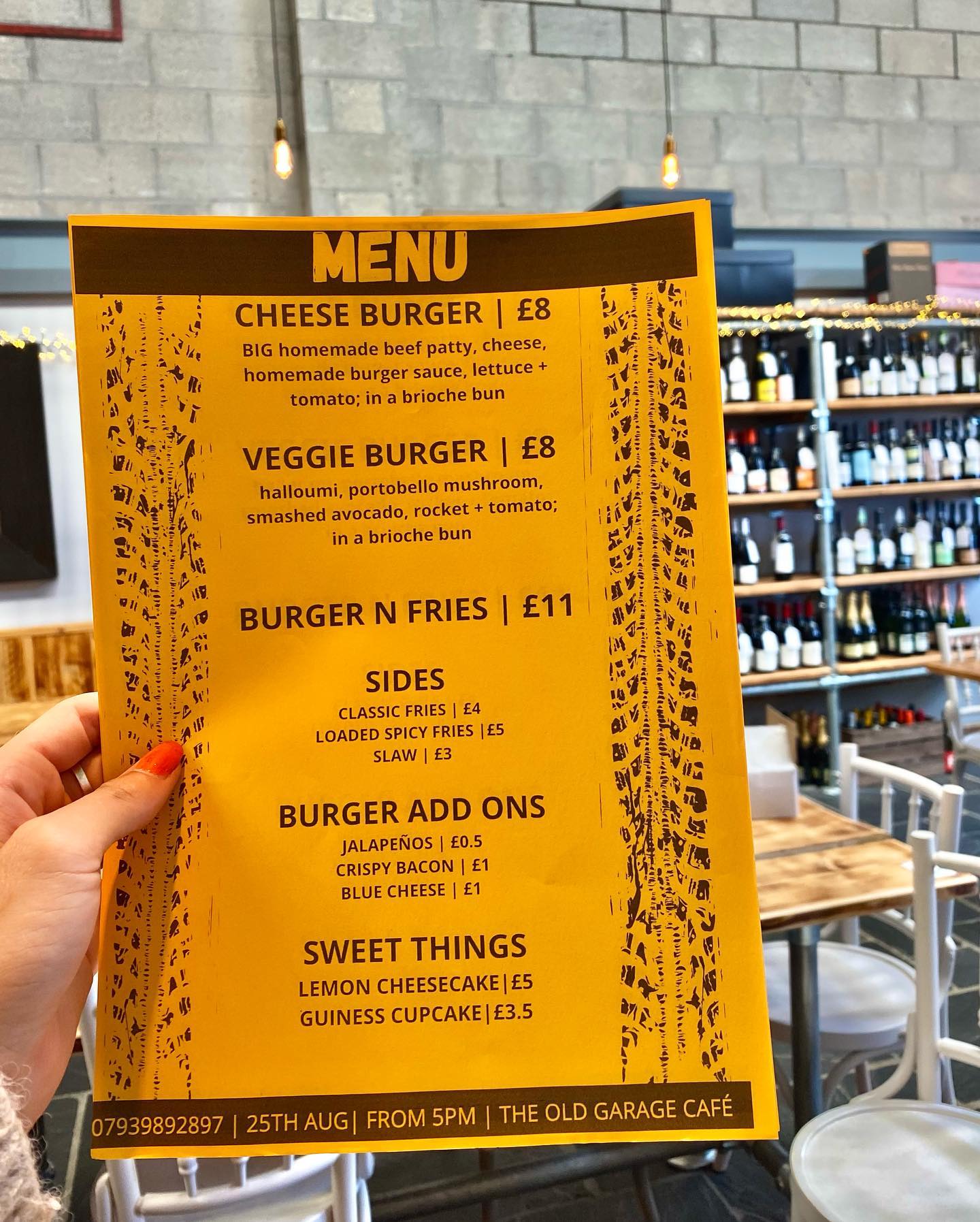 The Old Garage Cafe Menu