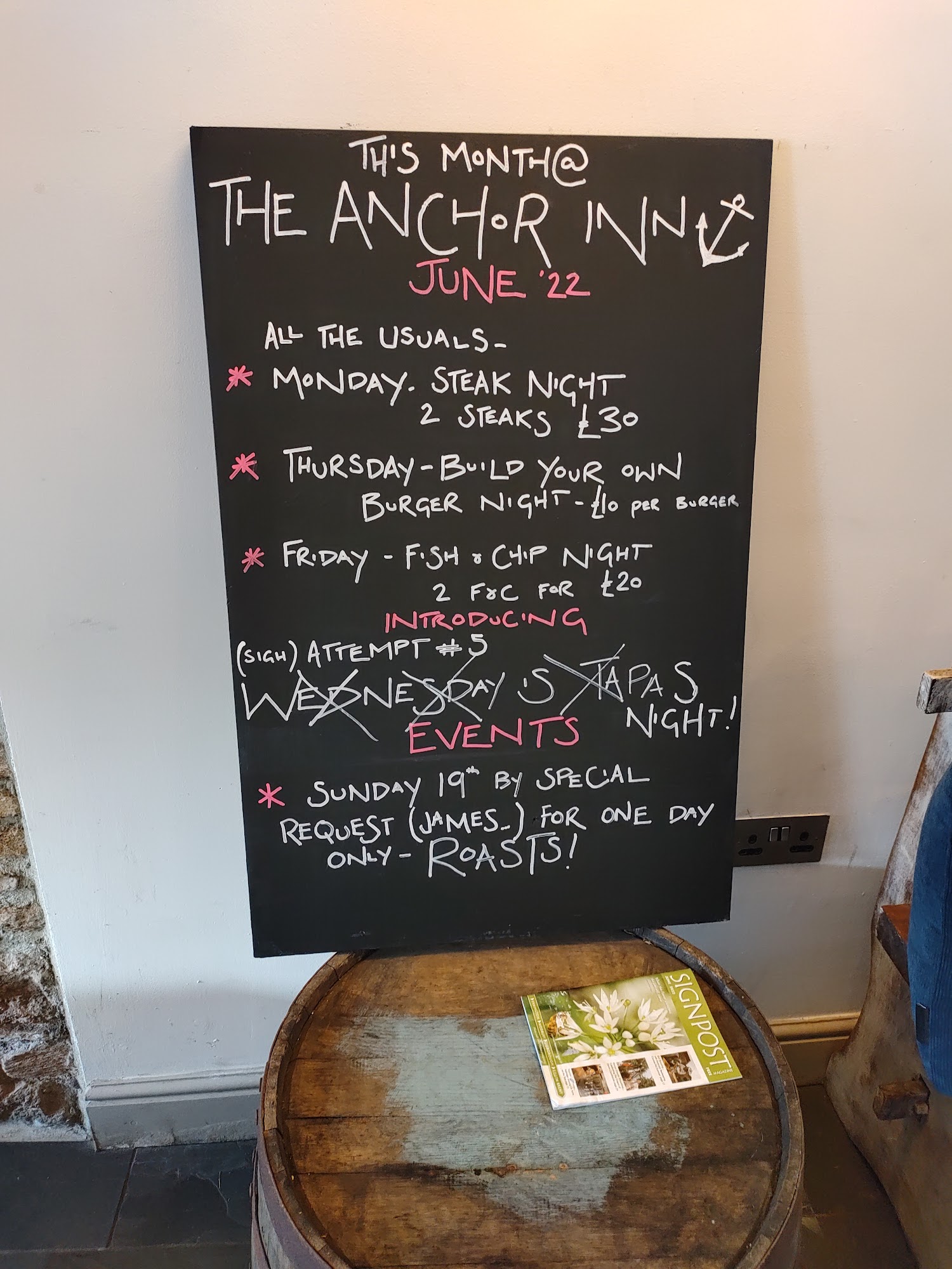 The Anchor Inn Menu