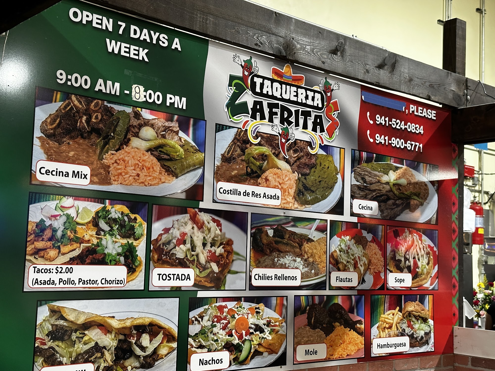 Taquerita Zafritas Menu