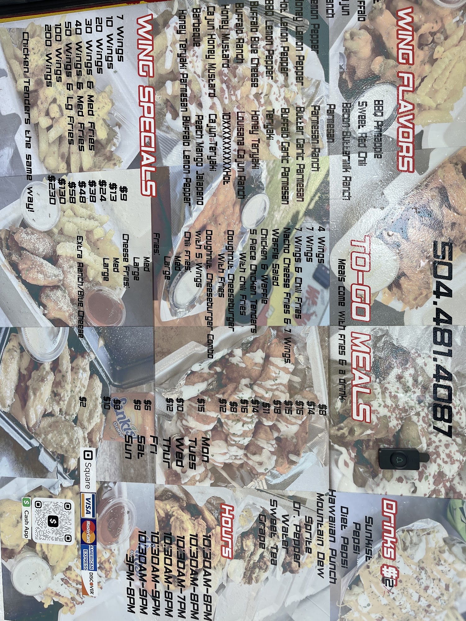 Wings on Wheels Menu