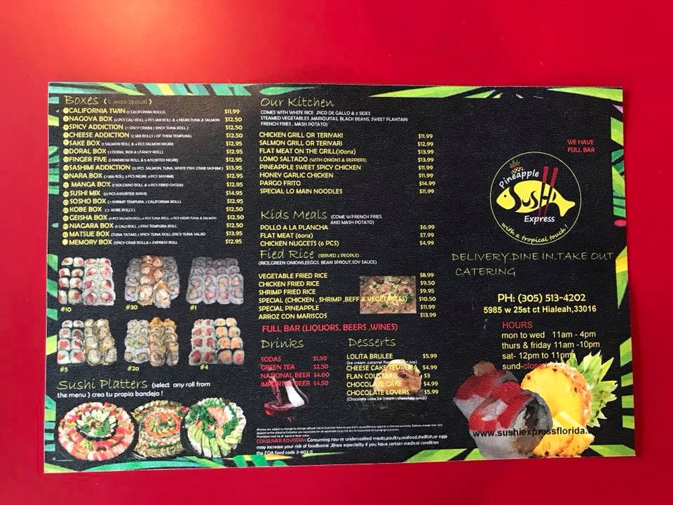 Fusion billar & sport bar Menu