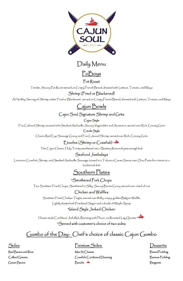 Cajun Cafe Menu
