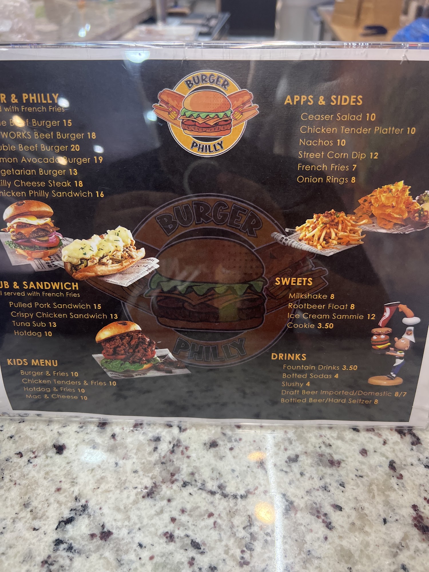 Burger and Philly Menu