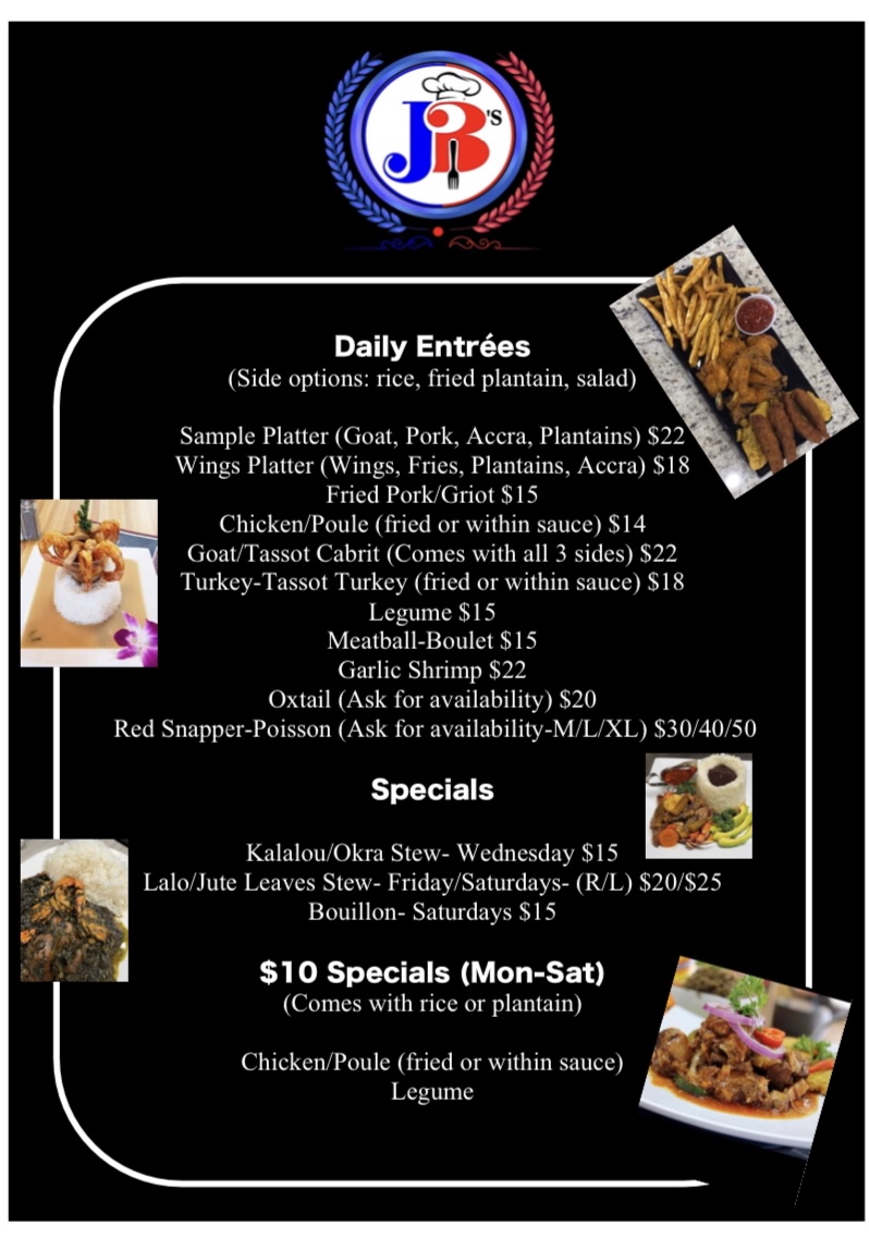 JB's Resto & Pizza Menu