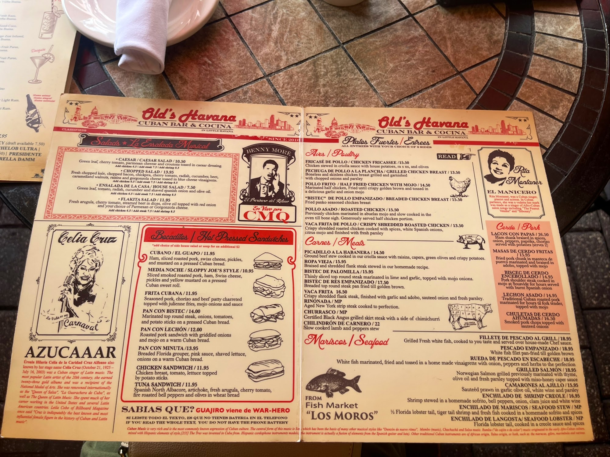 Habana Vieja Menu