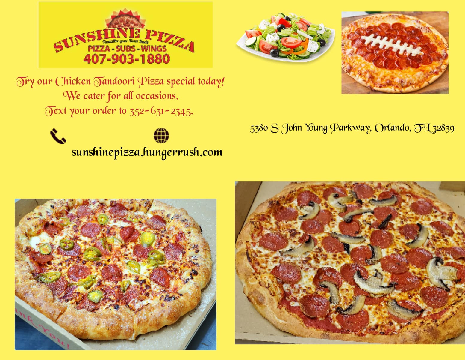 Sunshine Deliver Services Menu