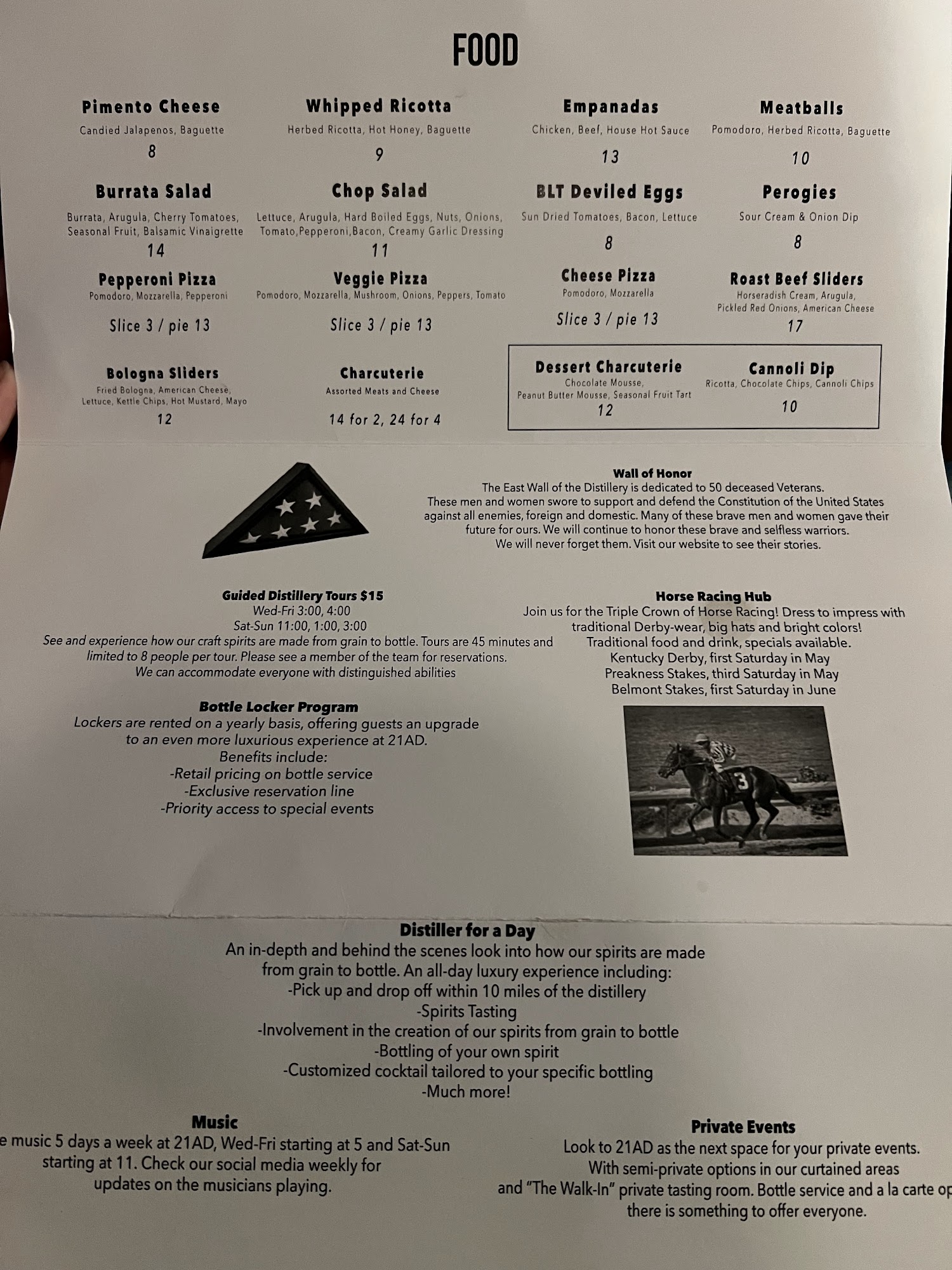 21st Amendment Distillery Menu