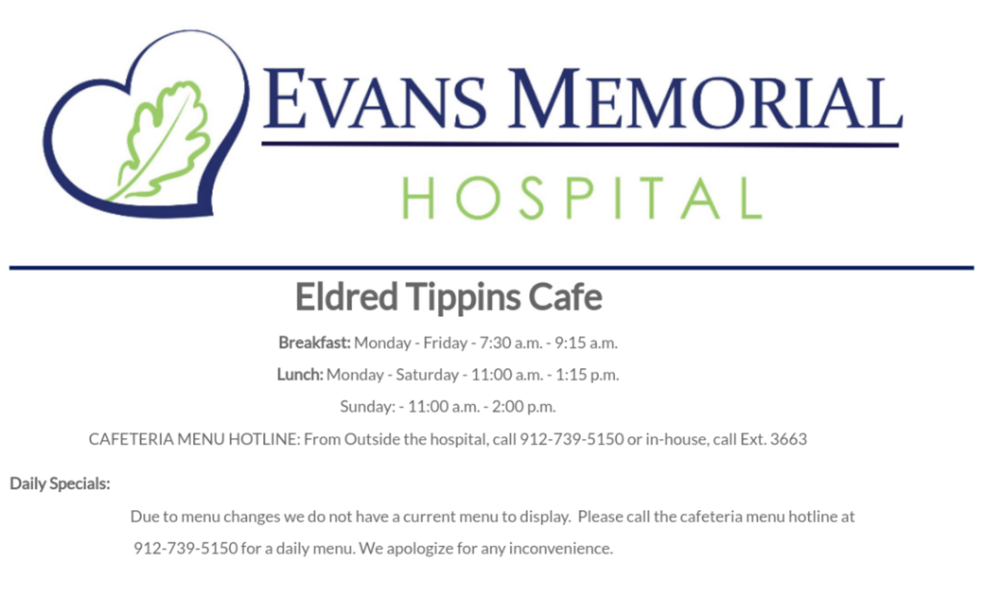 Eldrid Tippins Cafe Menu