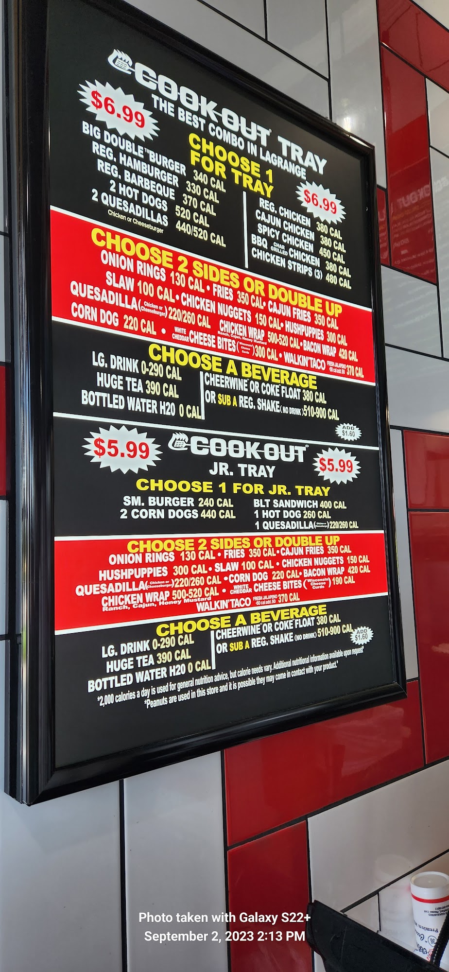 Cook Out Menu