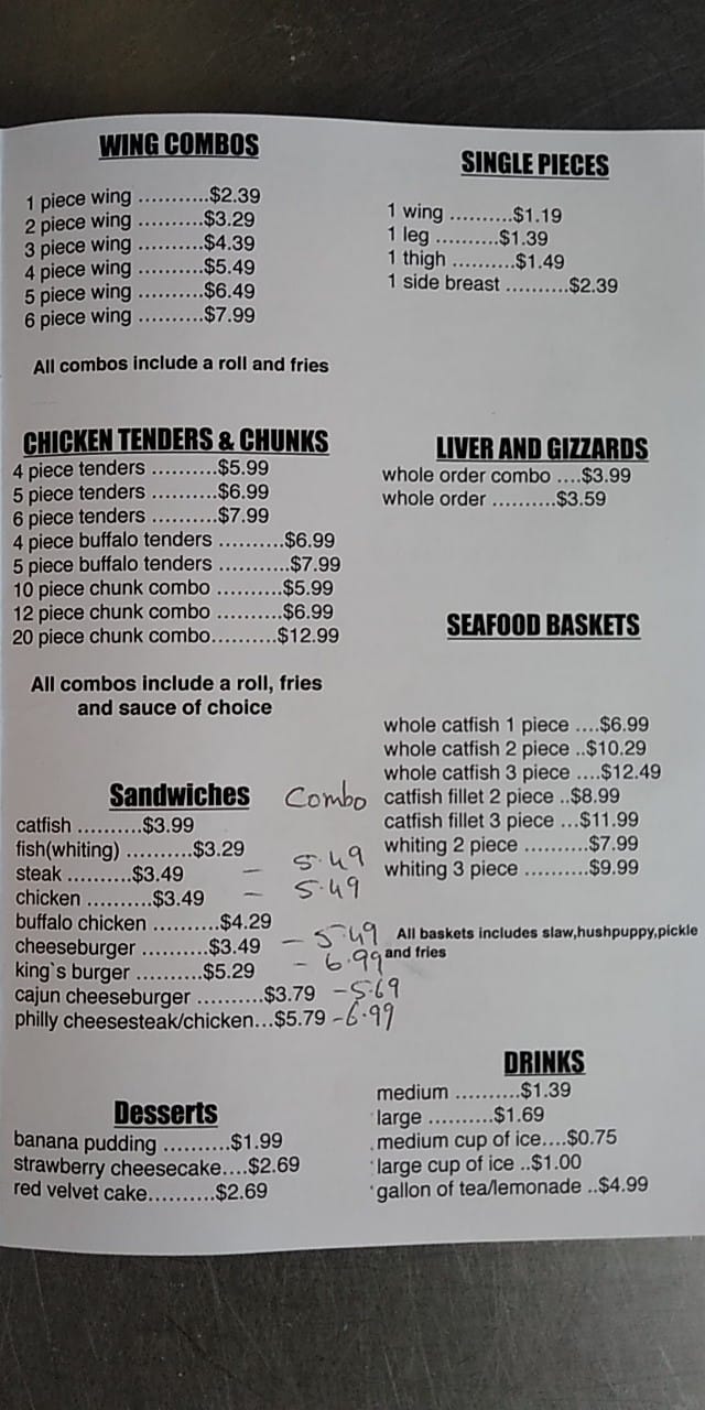 king's fish and chicken 211 Vernon St, LaGrange