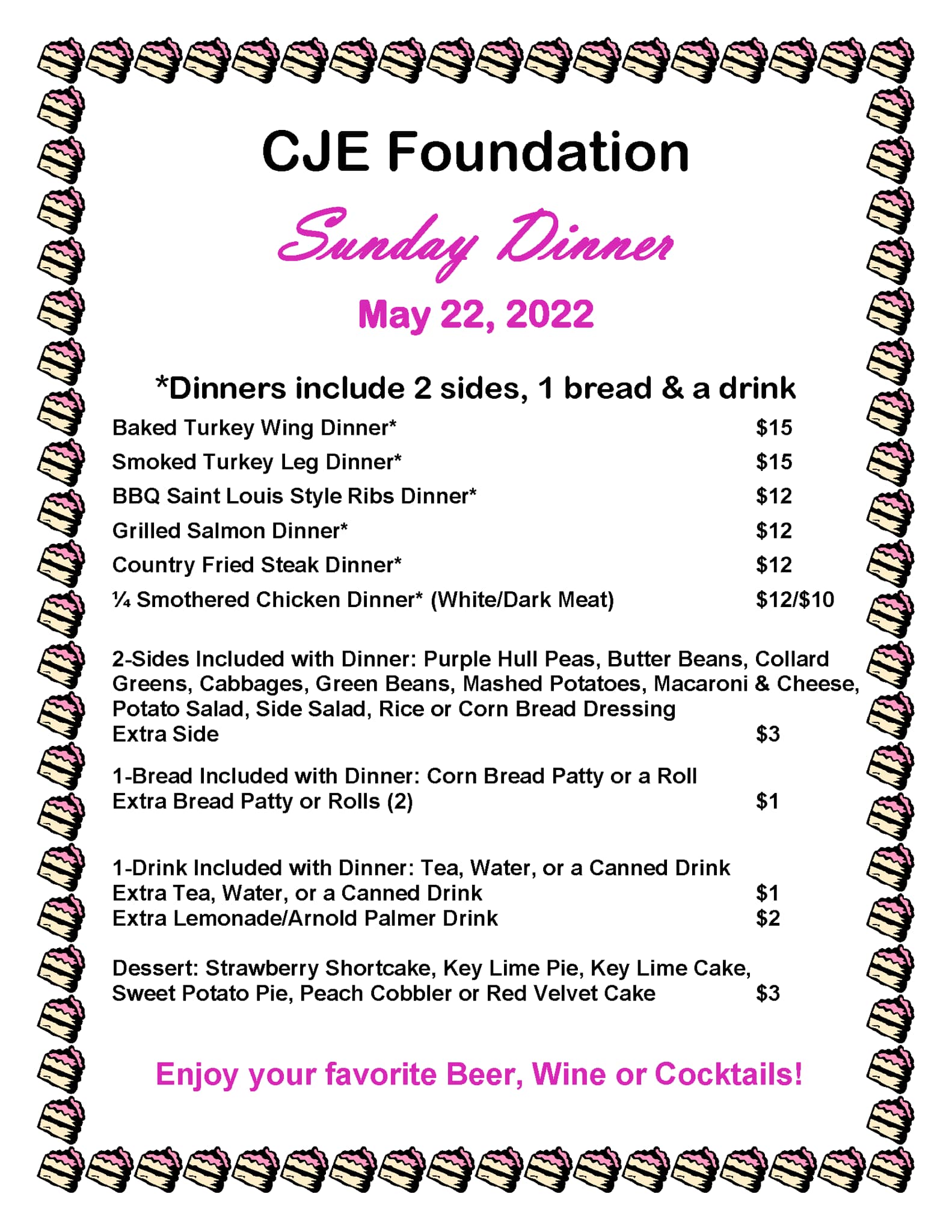 CJE Foundation Menu